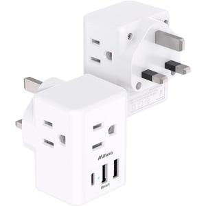 2-Pack UK Travel Plug Adapter - US to UK Plug Adapter, Type G International Plug Adapter, Dubai England Ireland Travel Essentials, UK Power Adapter