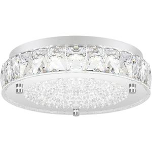 Crystal Chandeliers Flush Mount LED Ceiling Light Fixture, 5000K Daylight White Super Bright 1980LM 11-Inch Non-Dimmable Farmhouse Kitchen Light Modern Ceiling Lamp for Bedroom Bathroom Nursery