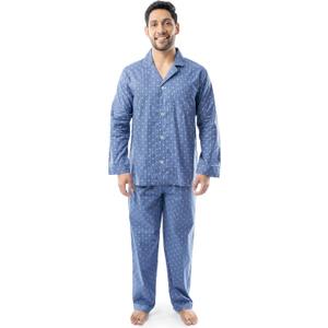Fruit of the Loom mens Long Sleeve Broadcloth Pajama Set (Large, Medium Blue)
