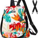 Fmeida Backpack for Women Anti Theft Travel Nylon Backpack Purse Convertible Bookbag Fashion Casual Daypack Colorful Rainforest