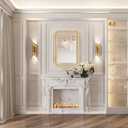Gold Rectangle Mirror, 24"x18" Modern Vanity Wall Mirror with Metal Mirror, Geometric Art Deco Mirrors for Living Room Bathroom Bedroom Entryway Hallway, Hangs Vertically or Horizontally