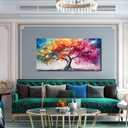 Alsingbago Large Colorful Tree Canvas Wall Art for Living Room Bedroom Home Office Orange and Pink Tree Picture Modern Artwork Ready to Hang Size 24x48