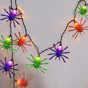 Halloween Spider String Lights Outdoor, 8.5FT Hanging Halloween String Lights with 10 LED Multicolor Spider Lights UL Listed for Outdoor Party Stair Bar House Garden Yard Decorations- Black Wire