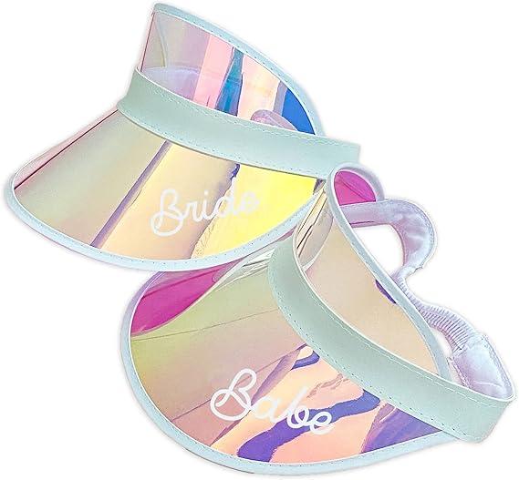 Bachelorette Visors Set of 6 | 1 Bride + 5 Babe | Bachelorette Accessories Party Favors | Holographic Retro Sun Visor Bachelorette Visors Set of 6 | 1 Bride + 5 Babe | Bachelorette Accessories Party Favors | Holographic Retro Sun Visor