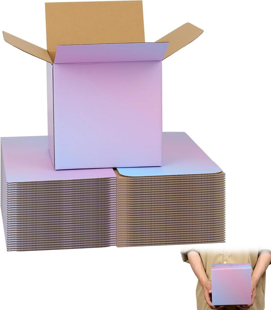 FORBFAN 6 x 6 x 6 Shipping Boxes, 30 Pack Corrugated Cardboard Mailing Boxes for Small Business, Colorful Packing Boxes for Small Orders & Packaging (Purple Gradient)