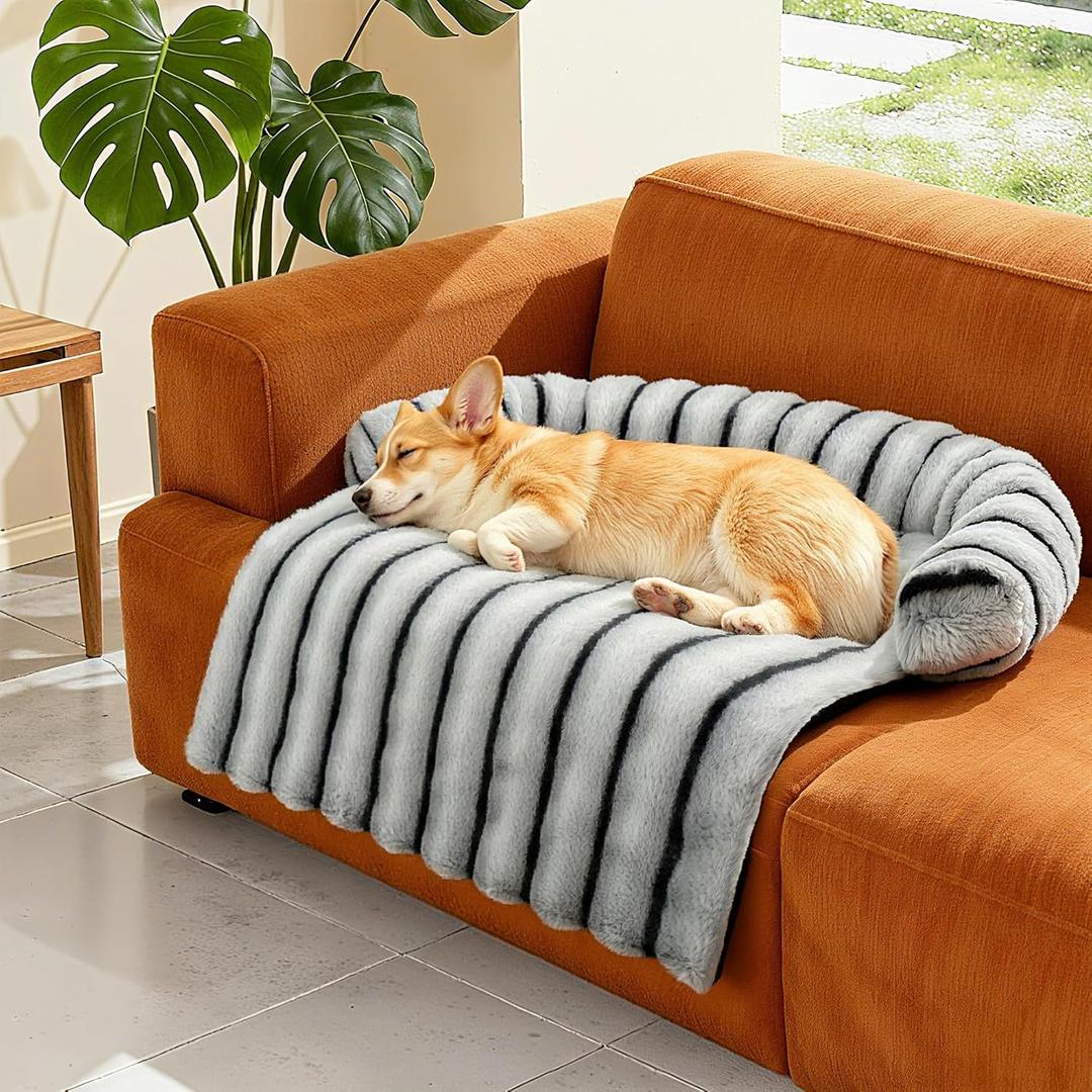 WATANIYA PET Large Dog Couch Bed, Fluffy Washable Couch Protector for Dogs with Removable Cover, Non-Slip Dog Sofa Bed, 35x31 Inch, Grey