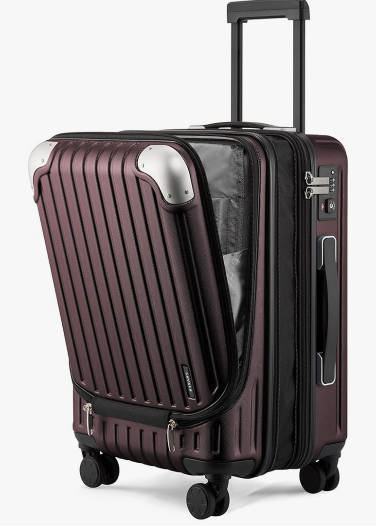 LEVEL8 Grace Carry on Luggage Airline Approved, 20 Inch Expandable Hardside Suitcases with wheels, Abs+Pc Harshell Spinner Luggages with Tsa Lock, Red