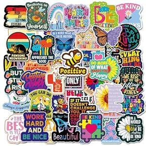 Eclazul Positive Affirmation Motivational Stickers - 50 Pcs Inspirational Emotional Support Vision Board Supplies for Kids Adults Waterproof Vinyl Decals Bulk for Scrapbook Journaling Water Bottles
