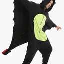 Laahoem Animal Black Dragon Pajamas Zipper Unisex Adult Hooded Men Women Jumpsuit Costume Cosplay Sleepwear, XS
