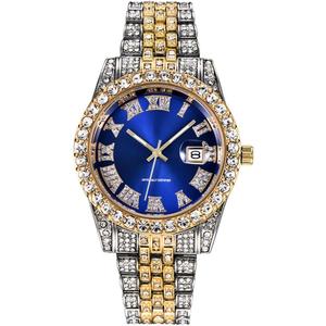 Hip Hop Watches for Men Iced-Out Bling Diamond Luxury Quartz Watches with Date