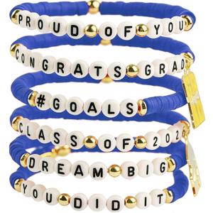 2x OHOME Graduation Gifts - 6 Pack Blue Graduation Bracelets for Her | 2026 2027 Graduation Decorations Dress Outfit for Women Men - Graduation Party Favors Supplies for Him