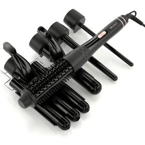 5 in 1 Hair Waver Curling Set for Long and Short Hair - 30s Heat-up Ceramic Iron with 2 Temps and 5 Barrels (0.3"-1.25")