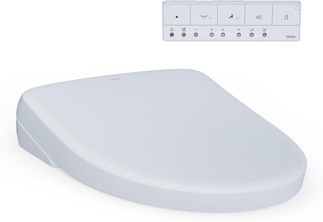 TOTO WASHLET+ S7 Electronic Bidet Toilet Seat with EWATER+ Bowl and Wand Cleaning and Contemporary Lid, Elongated, Cotton White - SW4726AT40#01