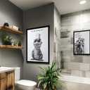 Home Art Framed Bathroom Decoration Wearing Glasses Toilet Paper Hat Crocodile Decoration Interesting Black And White Animal Canvas Print Painting (10"L x 8"W)