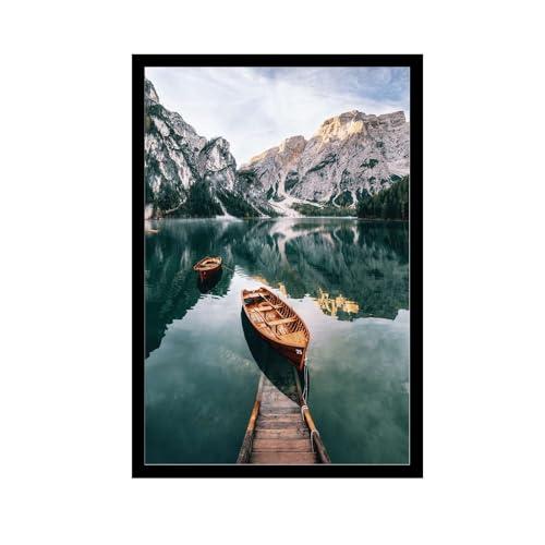 Poster Wall Art Picture Canvas Print Painting Poster Boats In The Lake Wall Picture Art Living Room Home Decor Modern Art Decoration for Living Room Bedroom and Office 14x20inch