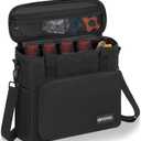 4 Slots Wireless Microphone Case with Foam, Microphone Carry Travel Bag with Shoulder Strap Mic Storage Bag for Singing, Karaoke, Party