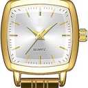 ADSBIAOYE Small Gold Watches for Women Vintage Square Ladies Quartz Wrist Watches Fashion Casual Bracelet Watch