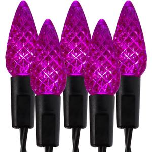 WATERGLIDE Halloween C6 String Lights, 33ft 100 LED Black Wire Fairy Lights with 29V Safe Adaptor, 8 Lighting Mode, Waterproof for Indoor Outdoor Patio Xmas Tree Party Decor, Purple