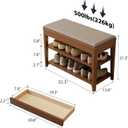 Small Shoe Bench with Storage, Wooden Shoe Storage Bench with Cushion&Hidden Drawer, 2-Tier Shoe Rack Bench for Entryway, Mudroom, Hallway, 31.5"W x 13.6"D x 21.3"H