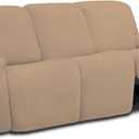Easy-Going 8 Pieces Microfiber Stretch Sectional Recliner Sofa Slipcover Soft Fitted Fleece 3 Seats Couch Cover Washable Furniture Protector with Elasticity for Kids Pet, (Recliner Sofa, Camel)