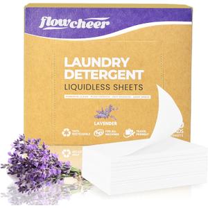 Laundry Detergent Sheets 200 Loads, Powerful with Bio-enzymes, Biodegradable Plastic-Free Washer Sheets, Lavender (100 Count (Pack of 1))
