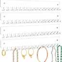 Acrylic Necklace Holder 4 Pack Wall Mounted Necklace Organizer Hanging Jewelry Organizer with 17 Hooks for Necklaces, Bracelets, Rings and Bangles Display (14.17 inch)