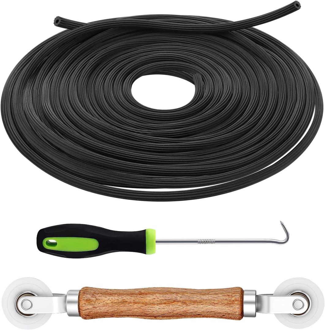 MEWTOGO 3 in 1 Screen Repair Kit, Window Screen Replacement Tools | Including 32.8ft Spline, Roller, Removal Hook,for Replacing & Installing Door Window Screens