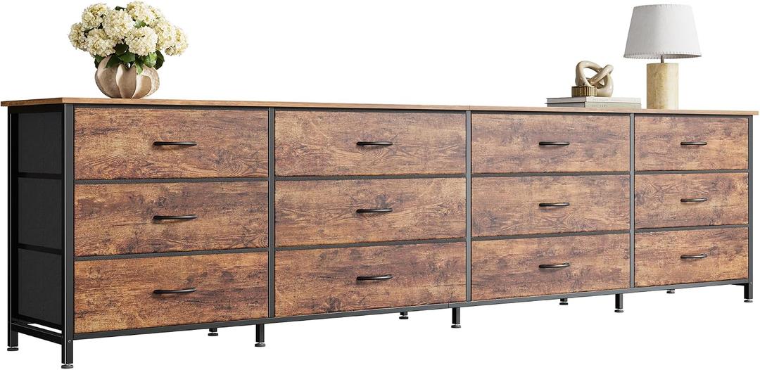 Huuger 78.7 Inch Long Dresser for Bedroom, 12 Drawer Dresser for Closet, 13"D x 78.7"W x 26.8"H
