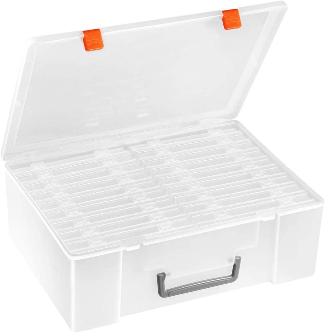 Photo Storage Box, Extra Large Photo Case with 18 Inner Photo Keeper, 4" x 6" Clear Photo Boxes Storage with Lid, Pictures Craft Storage Box, Plastic Organizer Box for Photos Stickers Stamps Seeds