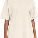 Womens Washed Vintage Oversized T-Shirt Casual Baggy Streetwear Boyfriend Tee Workout Short Sleeve Cotton Tops (Medium, Beige)