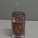 Silver Buffalo Harry Potter Hogwarts Gryffindor House Crest Glass Jar Tumbler with Bamboo Lid and Glass Straw, 16 Ounces