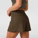 Colorfulkoala Dreamlux Skirts for Women High Rise Athletic Golf Tennis Skorts Built-in Shorts with Pockets (Cocoa)