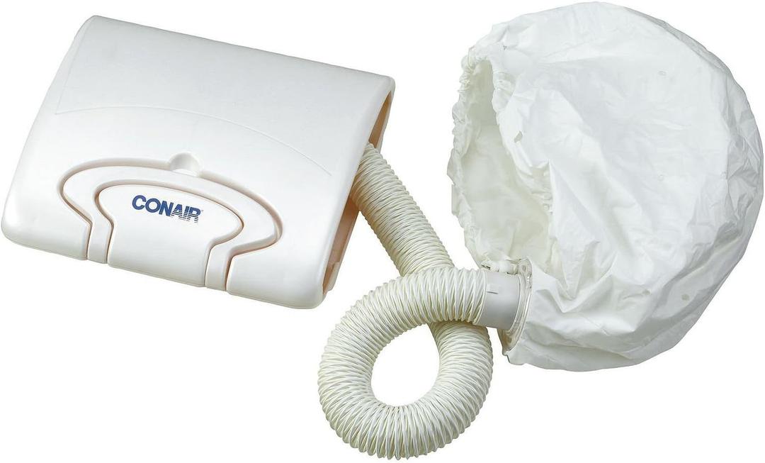 Conair Bonnet Hair Dryer, Soft Portable Bonnet Style Hair Dryer (1 Count (Pack of 1), White)