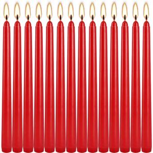 WPONSZU 14 Pack Tall Red Taper Candles - 10 Inch Red Dripless, Unscented Dinner Candle - Paraffin Wax with Cotton Wicks - 8 Hour Burn Time