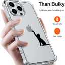 Cute Cat Phone Case for iPhone 15 Black Cat Case Cover Clear Phone Case w/Four Corner Reinforced Shockproof Girly Women Phone Cover Transparent Preppy Phone Case with Design