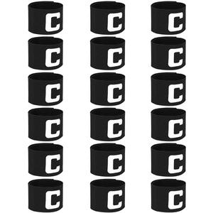 18 Pieces Soccer Captain Armband,Full Black Nylon Football Bands for Adult Youth,Elastic Adjustable Rugby Basketball Player Bands for Badges