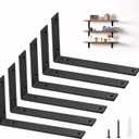Shelf Brackets Heavy Duty 14 Inch Black L Brackets for Shelves 6 Pack 5mm Thick Wall Mounting Floating Metal Iron Shelf Support for Wood with Screw