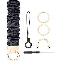 Cute Scrunchie Keychain Wristlet for Women & Men - Stretchy Car Key Holder with D Ring for Gym, Shopping, Travel 2Pack