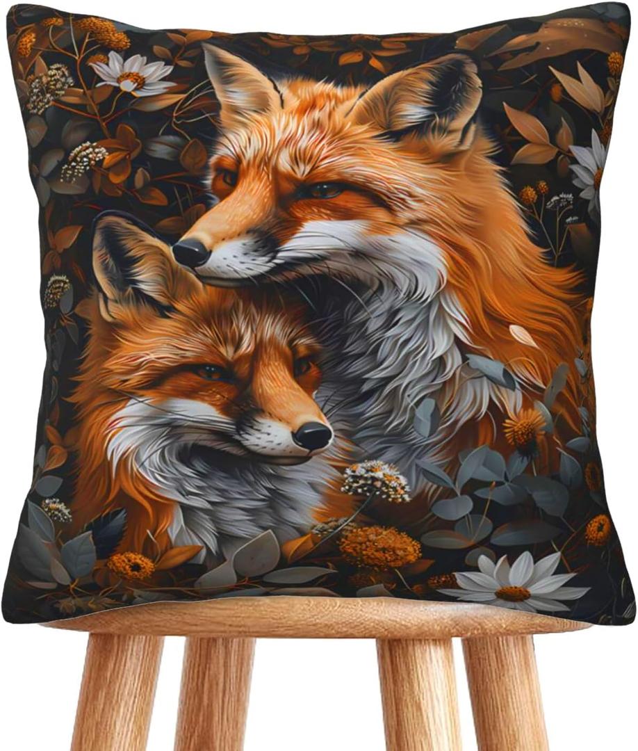 Art Deco William Morris Abstract Vintage Floral Fox Pillow Throw Pillowcase Decoration Throw Pillowcase Abstract Cushion Cover Sofa Office Outdoor Home 18x18 inches Set of 1