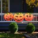 Halloween Bunting Banner Pumpkin Decorations - fall Bunting banner Pumpkins Decor Outdoor, Happy Bunting Banner Garland Balcony, Pumpkin Fence Flag, Halloween Decorations Outside Door Outdoor (Red)