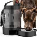 lesotc Portable Dog Travel Water Bottle, 77oz Large Travel Water Bowl for Dogs Camping Hiking Beach Hunting Essentials, Big Pet Bottles Bowl Water Dispenser for On The Go Park Car Walking Accessories (Black)
