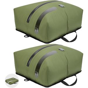 ONTYZZ Travel Vacuum Compression Bags Space Saver Vacuum Bags Reusable Compression Bag with IP67 Waterproof Zipper for Travel Suitcases and Backpack, Two Pack Green NO PUMP!
