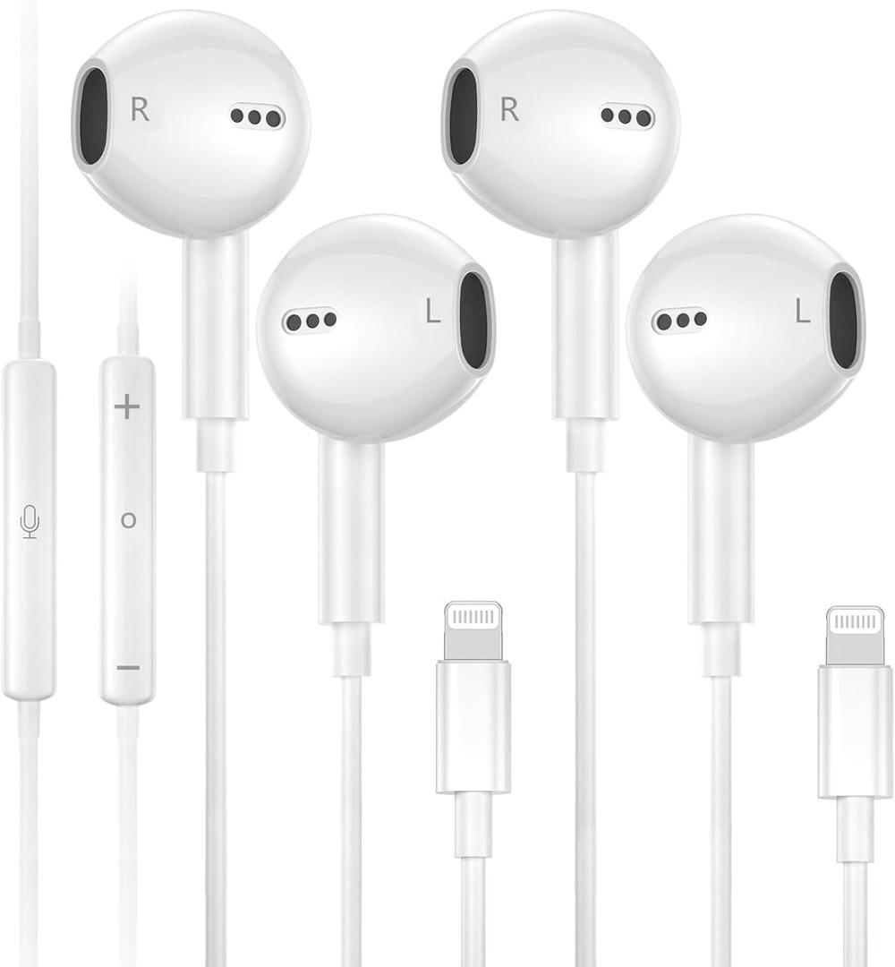 2Pack Wired Headphones for iPhone Earbuds/Earphones with Lightning Connector Built-in Remote to Control Music, Phone Calls & Volume Headsets Compatible with iPhone 14 13 12 11 Pro Max XS XR X 8 7 Plus