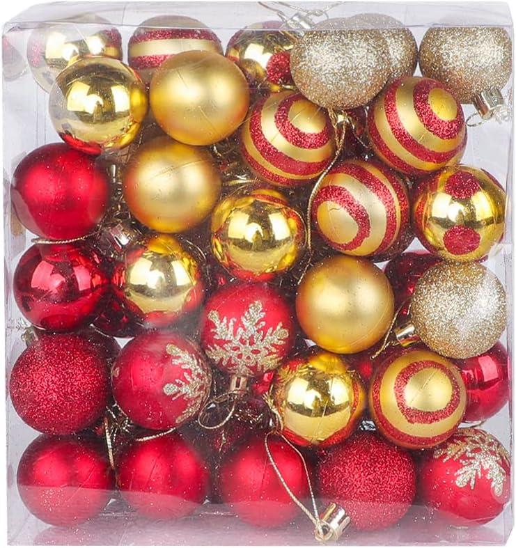 50 Pcs Christmas Ball Ornaments 1.57"/4 cm Christmas Balls Decor Set Hanging Tree Decorations for Christmas Wedding Party