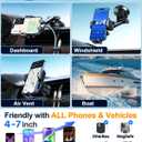 YRU True Military-Grade [360° Rotation Suction] 2026 Ultimate Car Phone Holder Mount 【90+LBS Safest Strongest & Patent Certs】 Dash Windshield Vent for iPhone 17 16 Pro Max Speaker Stands, Gloss Black