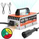 Club Car Charger 48 Volt, 900W 15AMP 48v Club Car Battery Charger, IP67 Waterproof, Fully Automatic Golf Cart Charger 48 Volt Club Car Precedent & DS Lead Acid Battery Charger with 16Ft Cable