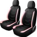 HChengkikz Pink Seat Covers, Breathable and Sport Seat Covers, Anti-Slip Universal Fit Car Seat Covers Full Set for Cars Sedans SUV and Truck(Full Seat, Black+Pink, N2)