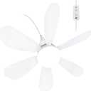 Silent USB Powered Ceiling Fan with Light, Small Plug in Ceiling Fan Mini Hanging Fan with Light for Camping Cruising RV Tent Canopy Room Bed Indoor