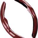Steering Wheel Cover for E46 Auto Interior Styling Car Accessories Carbon Fiber Car Steering Wheel Covers Non-Slip Protector Cover, Red