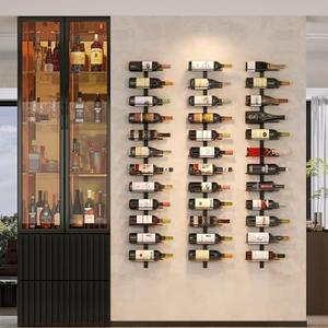 36 Bottle Wall Mounted Wine Rack, Modular Hanging Wine Rack for DIY Display, Detachable 3 Pack Wine Bottle Holder, Black Metal Storage Rack for Bar, Kitchen, Cellar, Restaurant